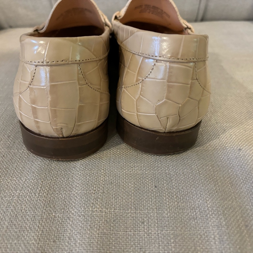 J. Crew Cream Croc-Embossed Loafers - Picture 6 of 7